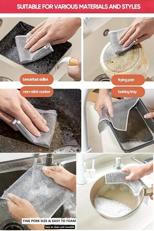 1 Adet Bulaşık Ovma Bezi Çok Amaçlı Ovma Tel Bez