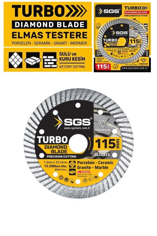 115 mm Turbo Elmas Testere Sulu ve Kuru Kesim İçin Uygun Porselen Seramik Granit Mermer Keser