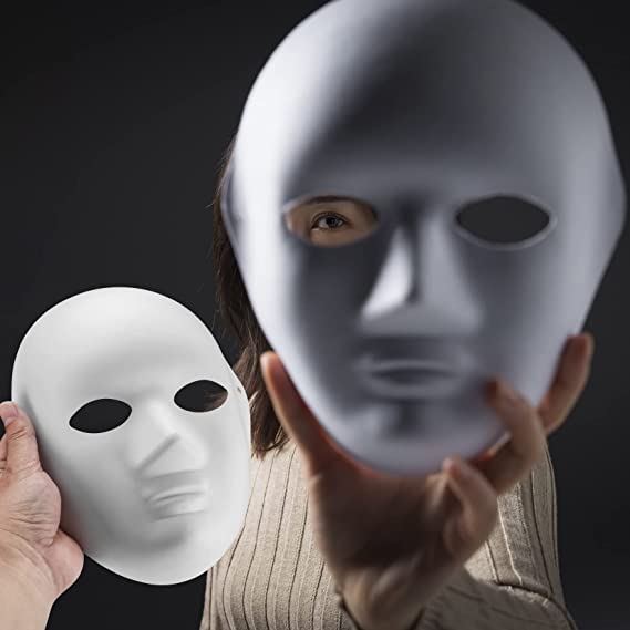 Beyaz Renk Boyanabilir Tam Yüz Cosplay Maske 24x18 cm