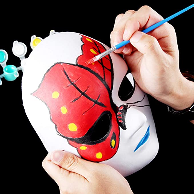 Beyaz Renk Boyanabilir Tam Yüz Cosplay Maske 24x18 cm