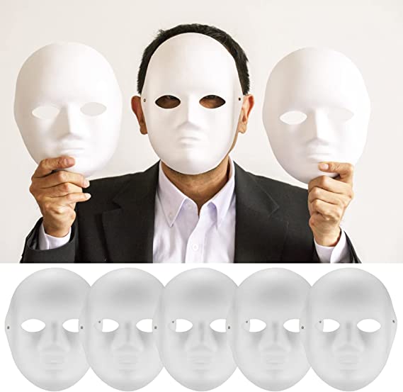 Beyaz Renk Boyanabilir Tam Yüz Cosplay Maske 24x18 cm