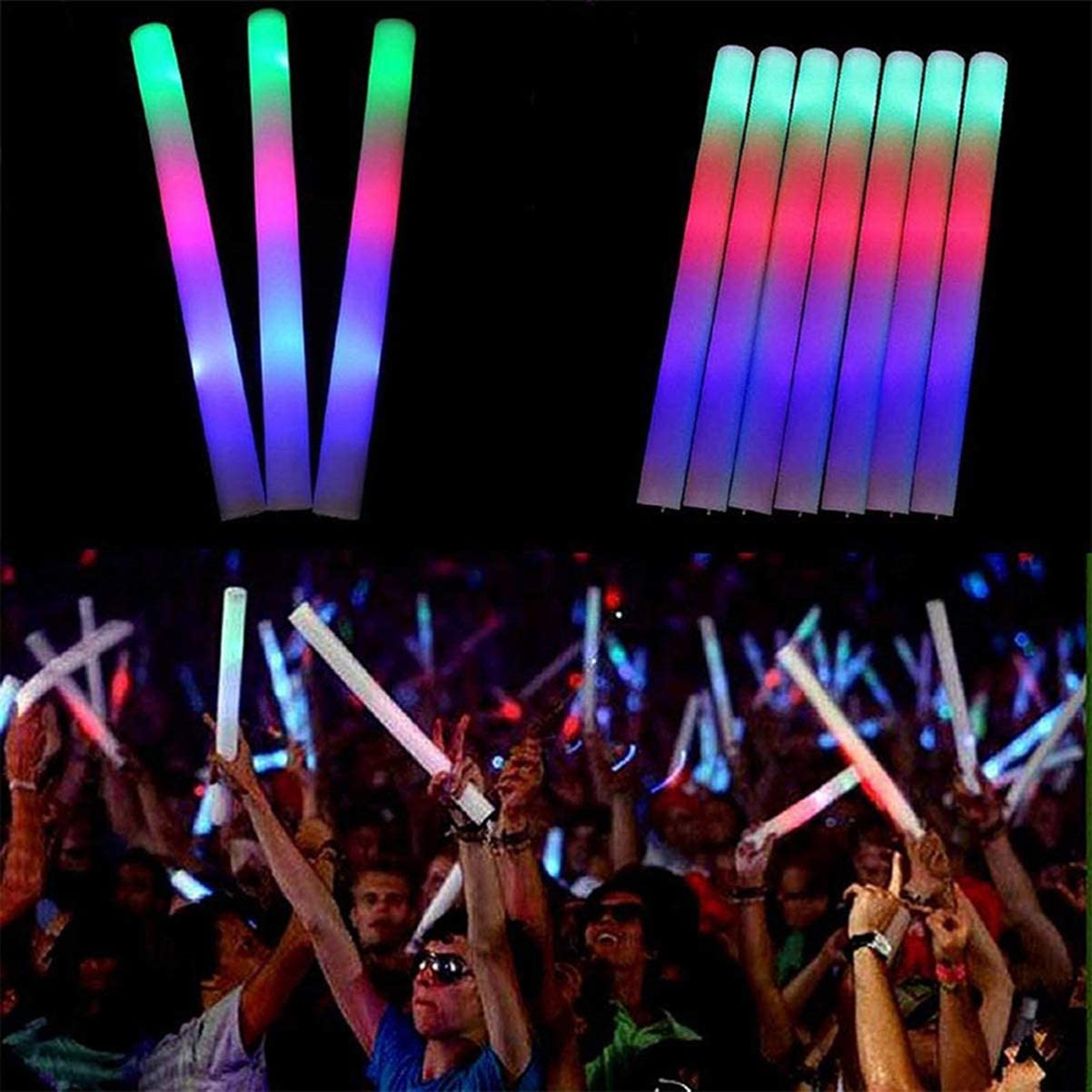 Led Işıklı Rengarenk Sünger Parti Çubuk  46 cm