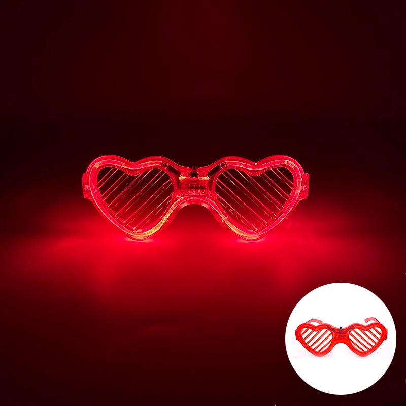 Kırmızı LED Işıklı Kalp Gözlük – 3 Modlu