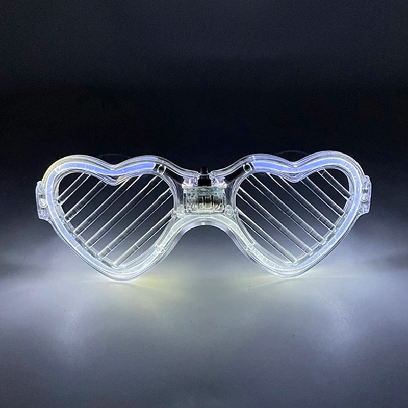 Beyaz LED Işıklı Kalp Gözlük – 3 Modlu