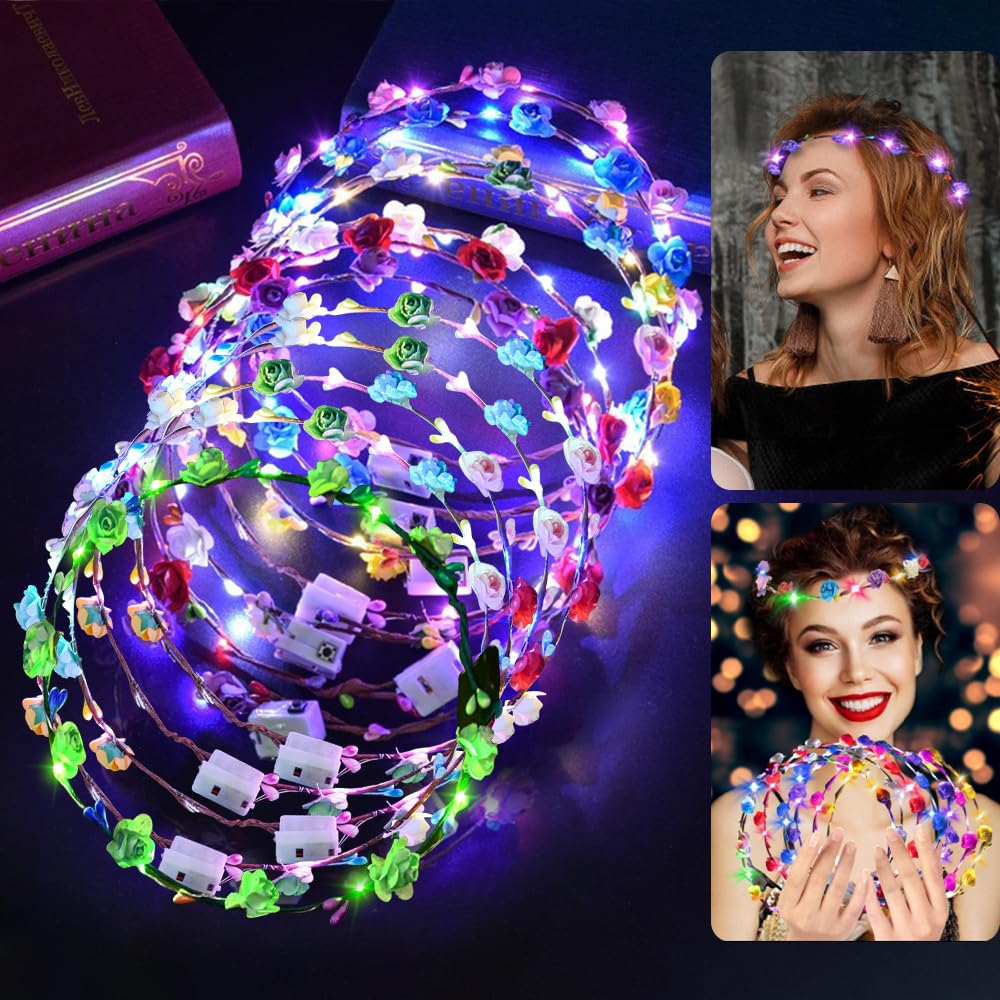 Renkli LED Çiçek Taç – 3 Işık Modlu
