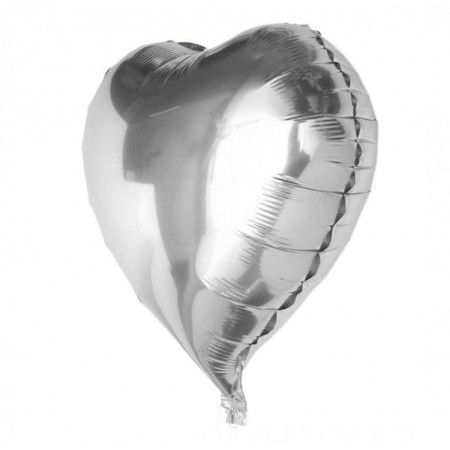 Kalp Folyo Balon Gümüş 60 cm 24 inç