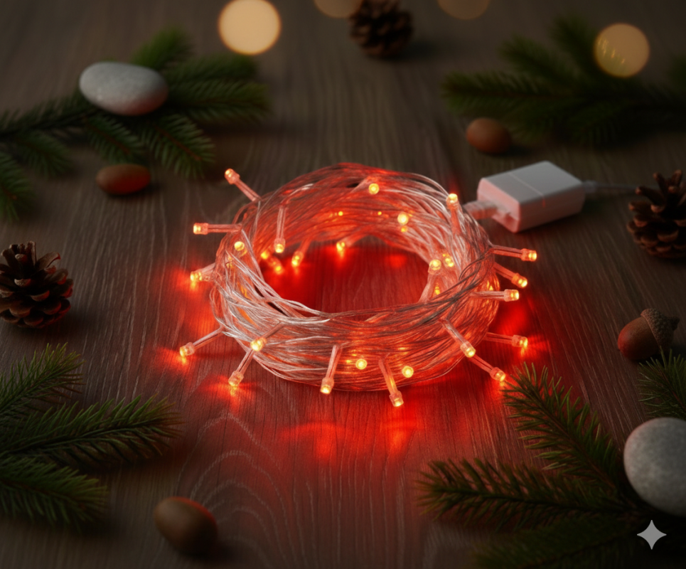 Damla Uçlu Kırmızı Dekoratif Işık 10 Metre 100 LED