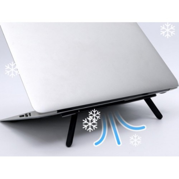 Siyah 2 Kademeli Katlanabilir ve Yapışkanlı Laptop Standı