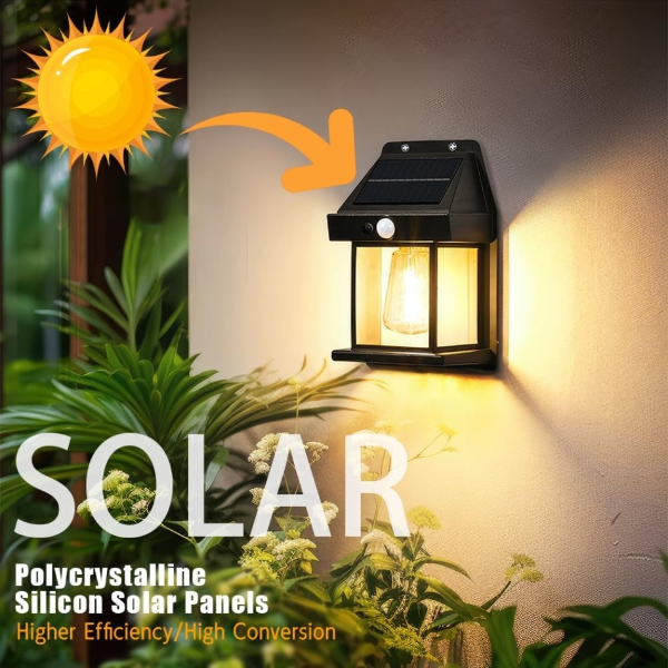 Solar Rustik Ampullü Duvar Lambası - Gün Işığı