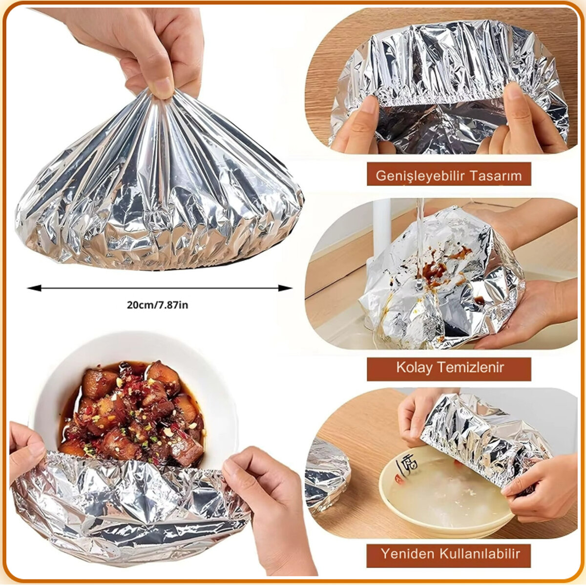 10’lu Bone Kapak - Folyo - Isı Yalıtımlı - Tabak ve Mini Tencere Uyumlu