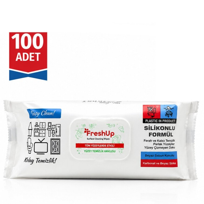 Genel Yüzey Temizlik Havlusu - 100’lü Paket - Beyaz Sabun Kokulu Islak Mendil