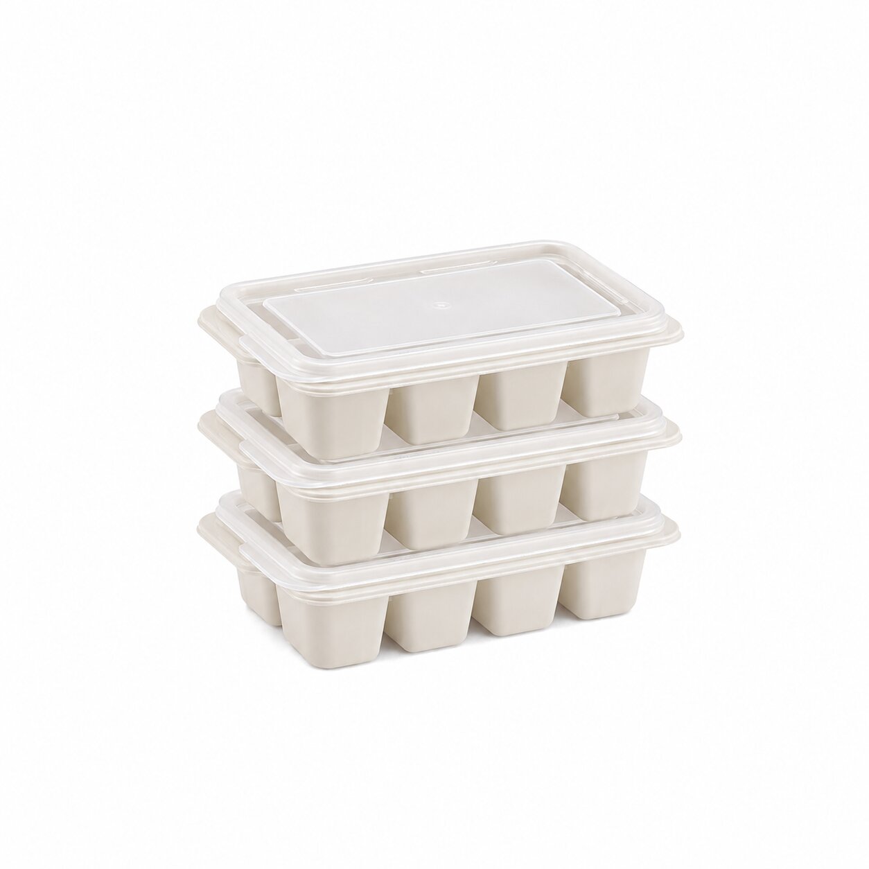 3’lü Mini Buz Kalıbı - Küp Şekilli - Kapaklı - Plastik