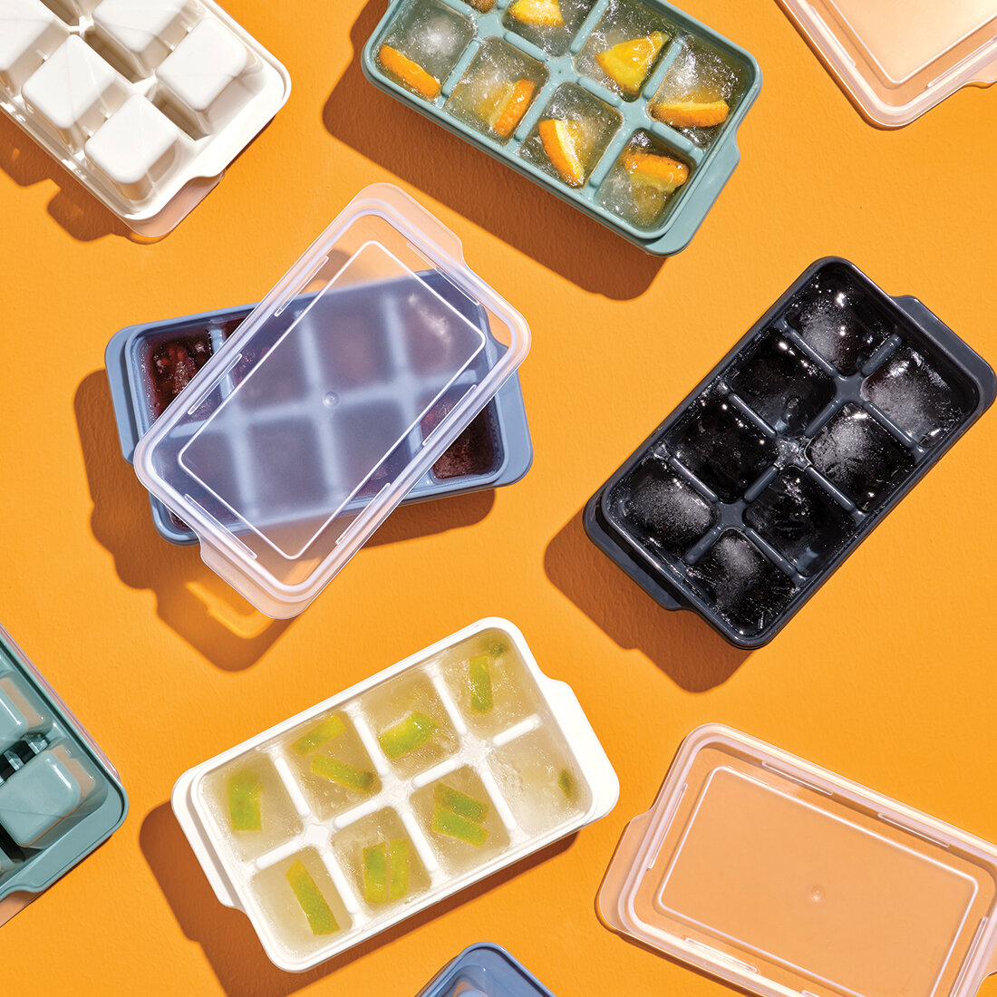 3’lü Mini Buz Kalıbı - Küp Şekilli - Kapaklı - Plastik