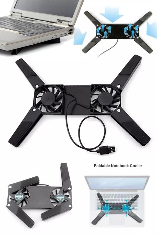 2 Fanlı Katlanabilir Dizüstü Bilgisayar Soğutucusu Laptop Soğutucu Fan