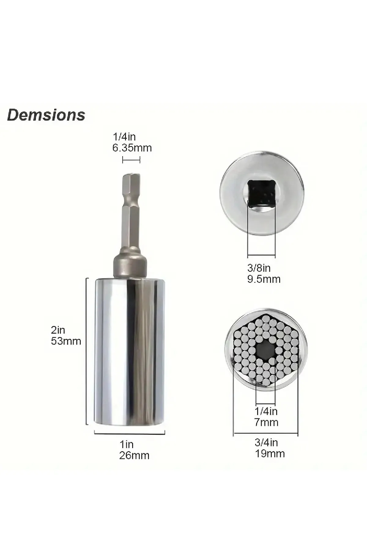 2 Li Set Çok Amaçlı Universal Matkap Ucuna Takılan Evrensel Lokma Anahtar Takımı 7-19 mm Soket