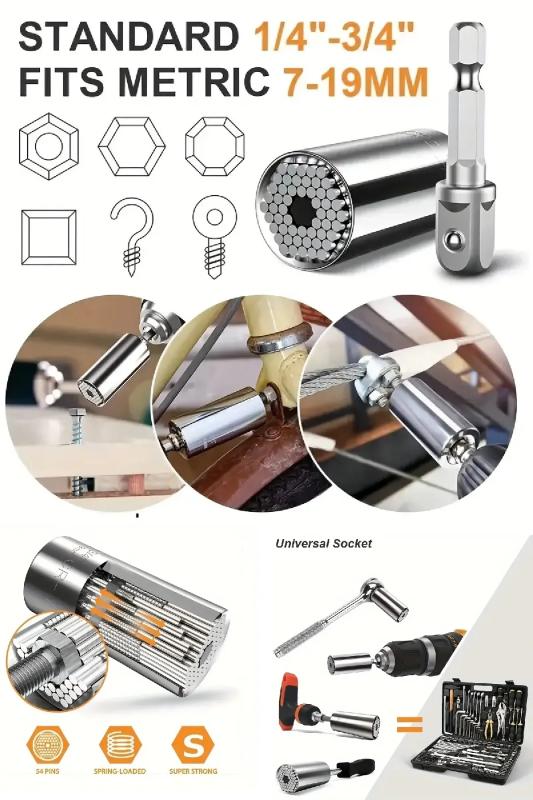 2 Li Set Çok Amaçlı Universal Matkap Ucuna Takılan Evrensel Lokma Anahtar Takımı 7-19 mm Soket