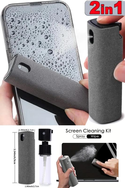 2’si 1 Arada Telefon Tablet Bilgisayar Mikrofiber Ekran Temizleme Spreyi Şişe Seti Boş