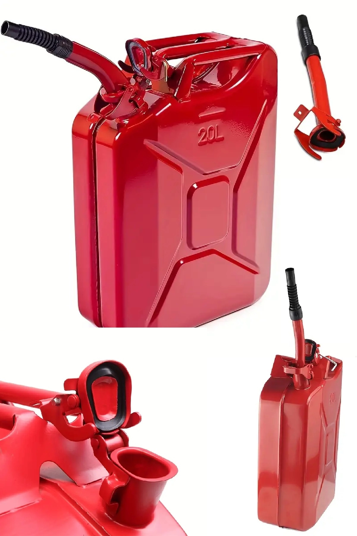 20 Litre Metal Yakıt Bidonu Benzin Bidonu Mazot Bidonu Metal Kırmızı Dolum Aparatlı
