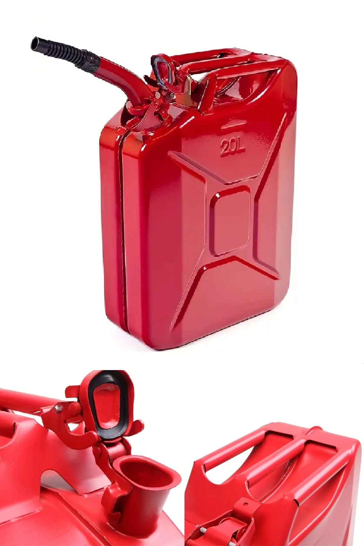 20 Litre Metal Yakıt Bidonu Benzin Bidonu Mazot Bidonu Metal Kırmızı Dolum Aparatlı