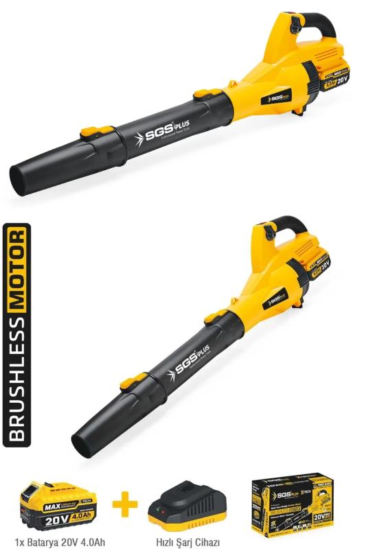 20 Volt Akülü Yaprak Üfleme Makinesi 4.0 Ah Kömürsüz Motor 4 Amper Bataryalı Yaprak Süpürme 20V