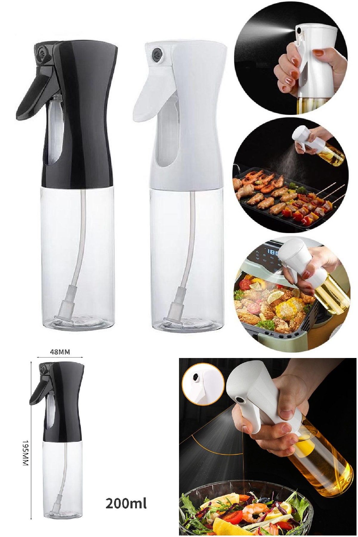 Airfryer İçin Cam Şişe Yağdanlık Airfryer Aksesuar Cam Yağlık Püskürtmeli Fısfıs Yağlık