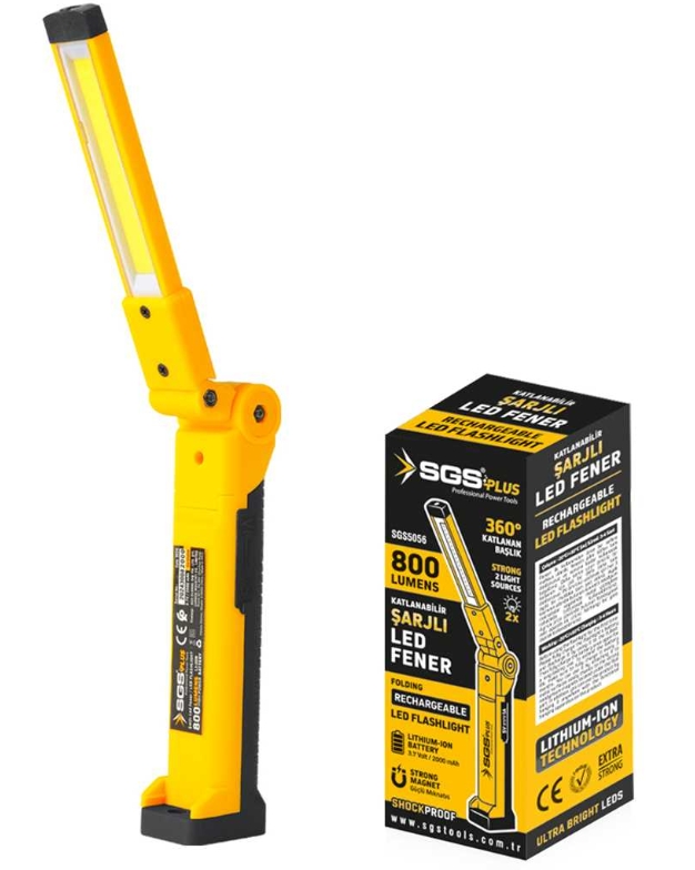 2000 Mah Katlanabilir Şarjlı Led Fener Mıknatıslı 6 Modlu Masa ve Çalışma Lambası 800 Lümen 3.7V
