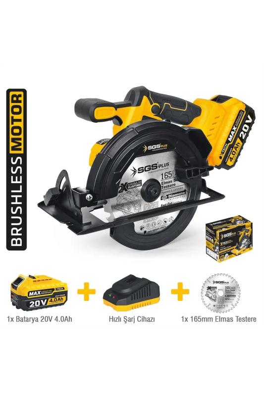 20V Akülü Şarjlı Mdf Ahşap Sunta Kesme Makinesi 165mm 1x4.0 Ah Bataryalı Hızlı Şarj Kömürsüz Motor