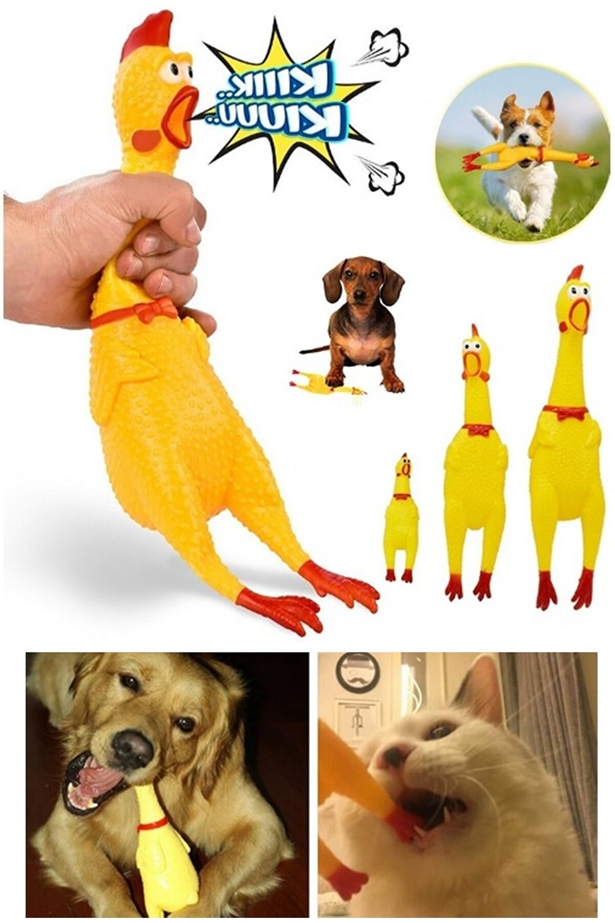 30 Cm Ses Çıkaran Tavuk Kedi Köpek Oyuncağı