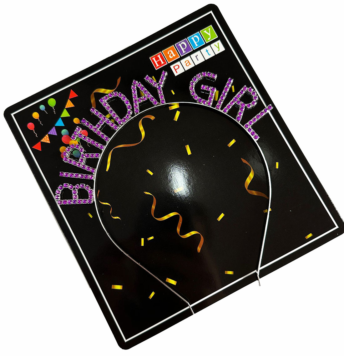 Mor Renk Kristal Taşlı Parlak Birthday Girl Yazılı Taç