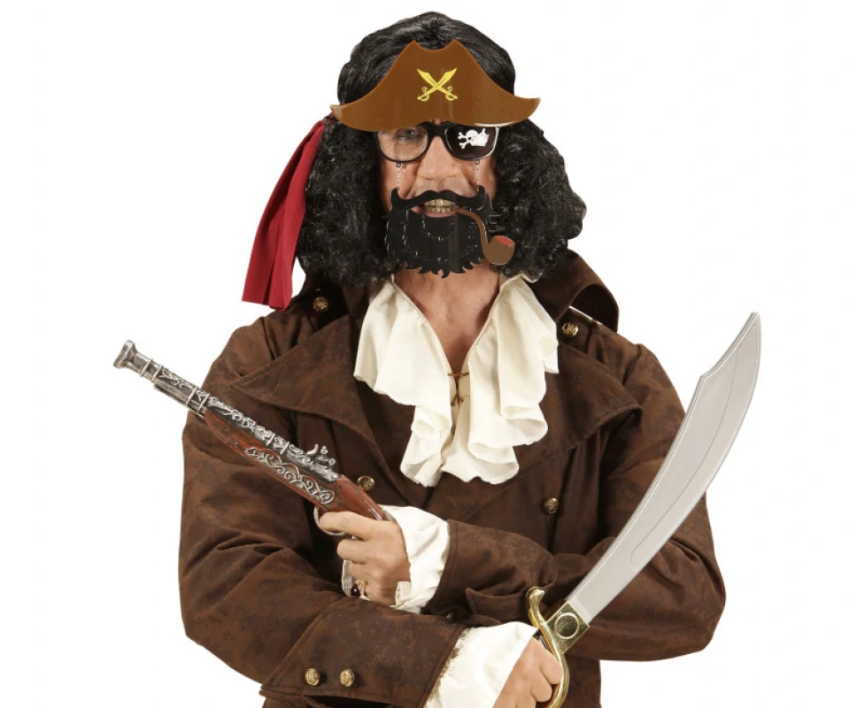 Kahve Şapkalı Pipolu Jack Sparrow Gözlüğü