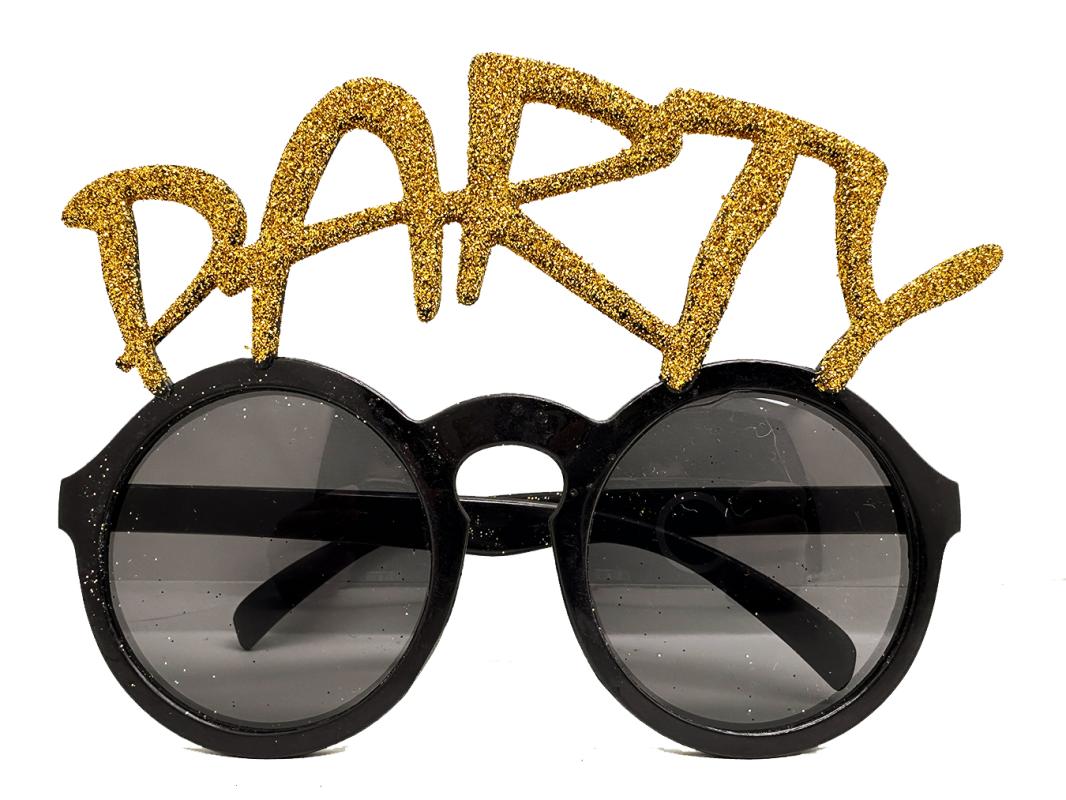 Altın Simli Party Yazılı Parti Gözlüğü Show