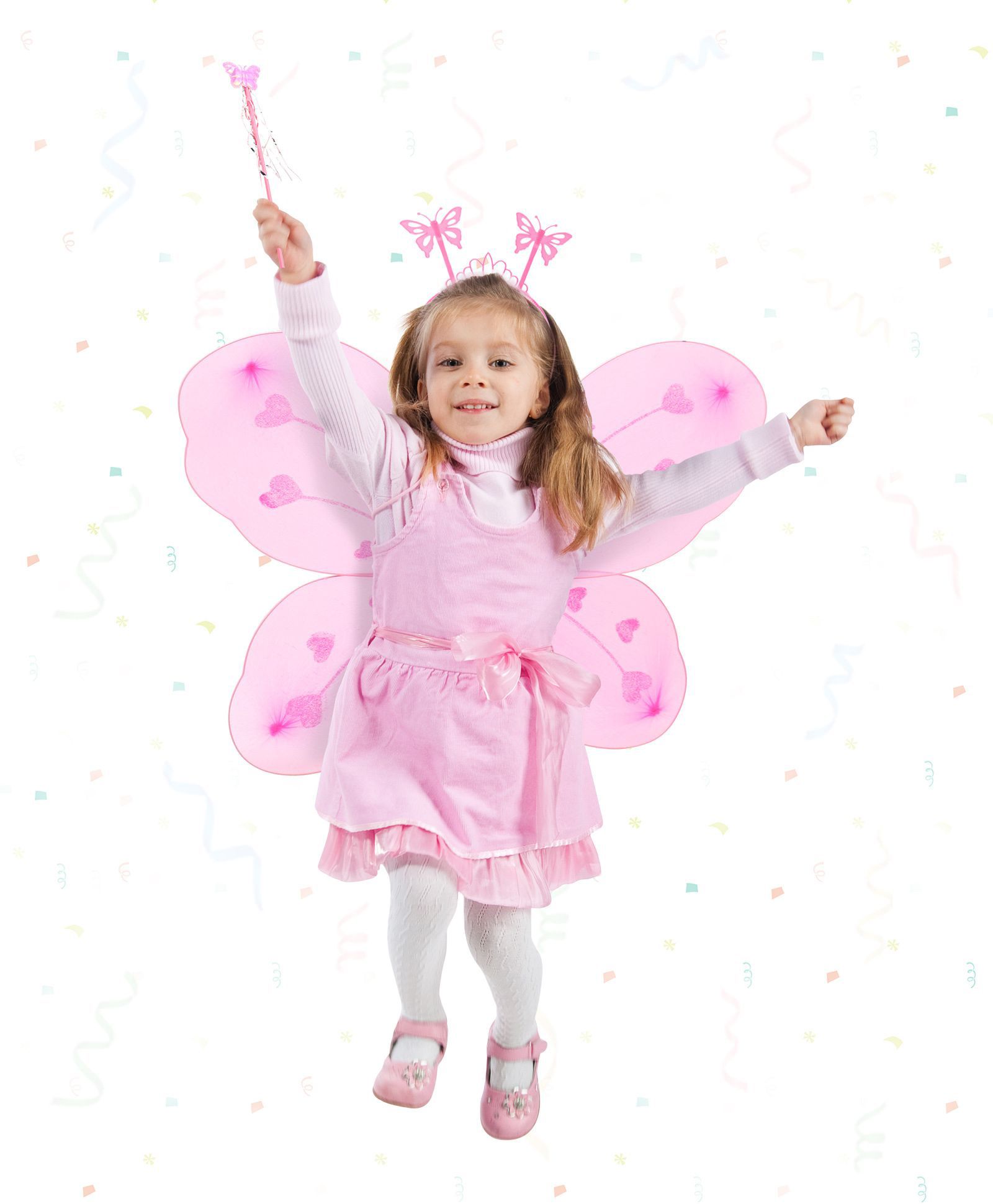 Toz Pembe Kelebek Kanadı Tacı ve Sopası