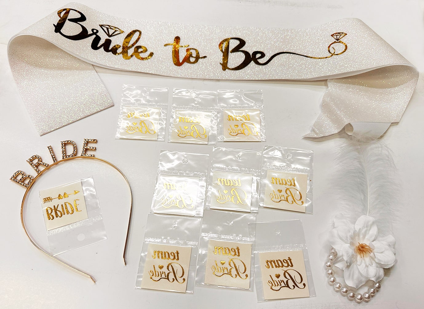 Altın Renk Bride Partisi Seti 13 Parça