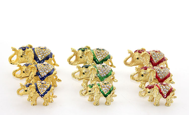 Swarovski Taşlı 3’lü Fil Figürü Model 1