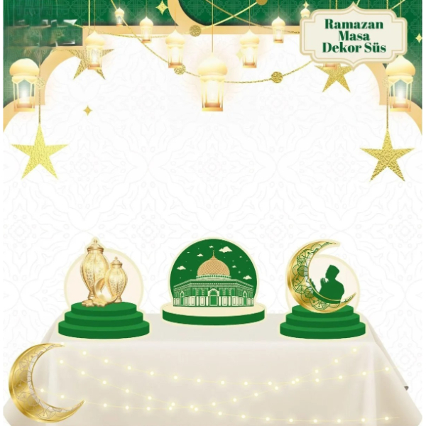 Masa Üstü 3’lü Ramazan Süsü Yeşil