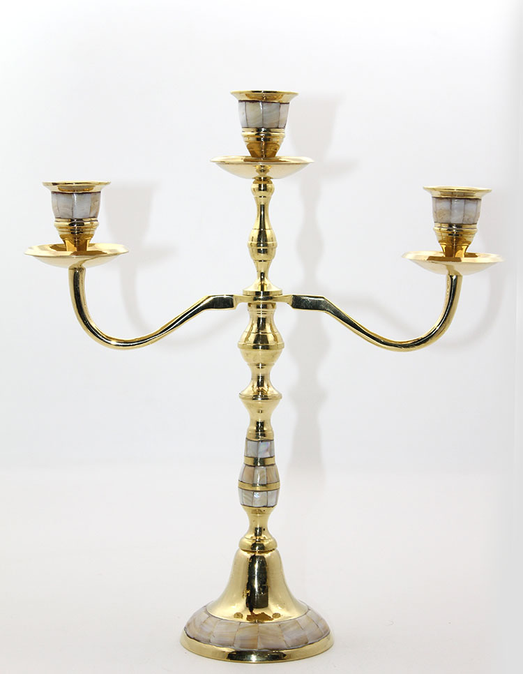 Pirinç Sedefli 3’lü Şamdan Model 2