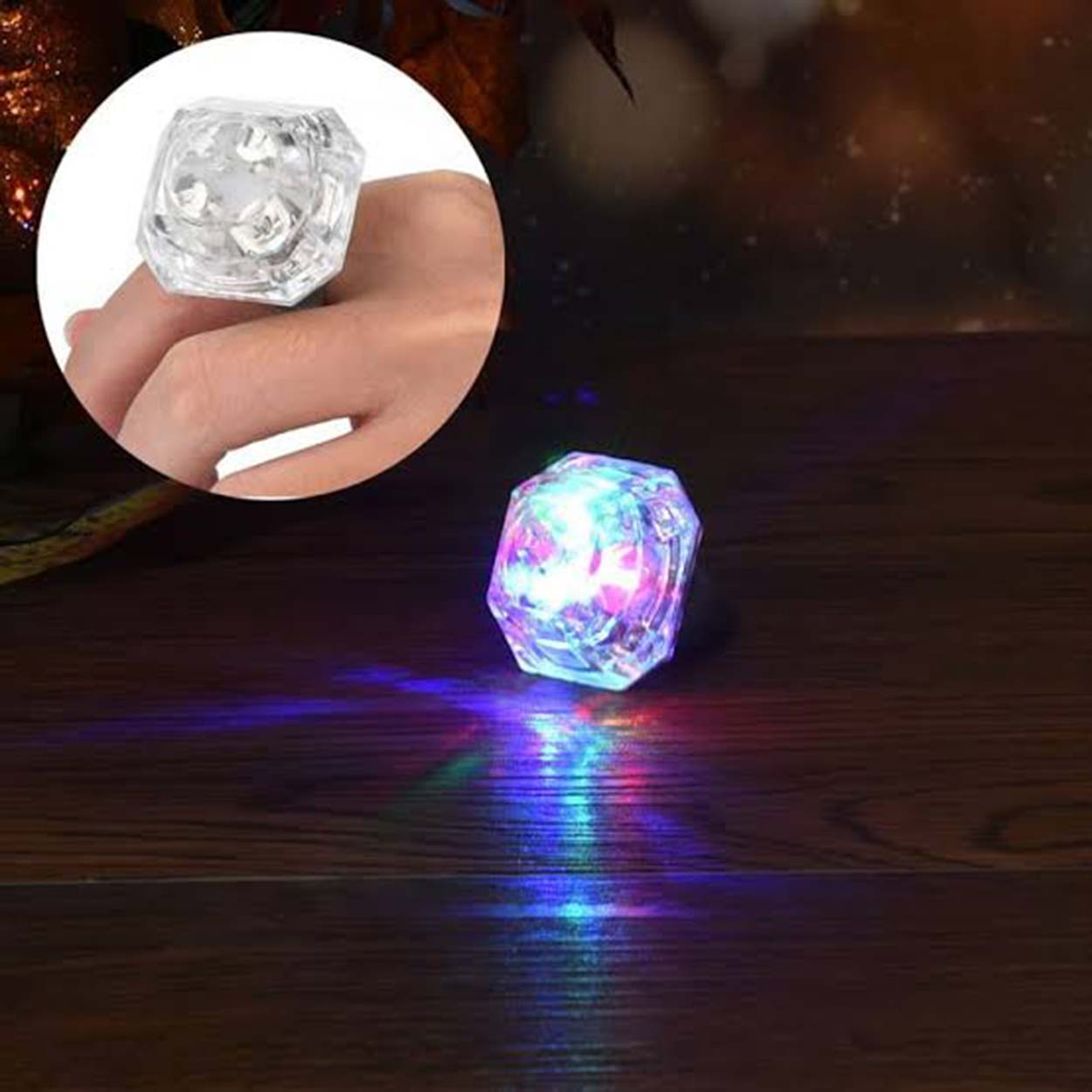 Kristal Tasarımlı Led Işıklı Gümüş Yüzük