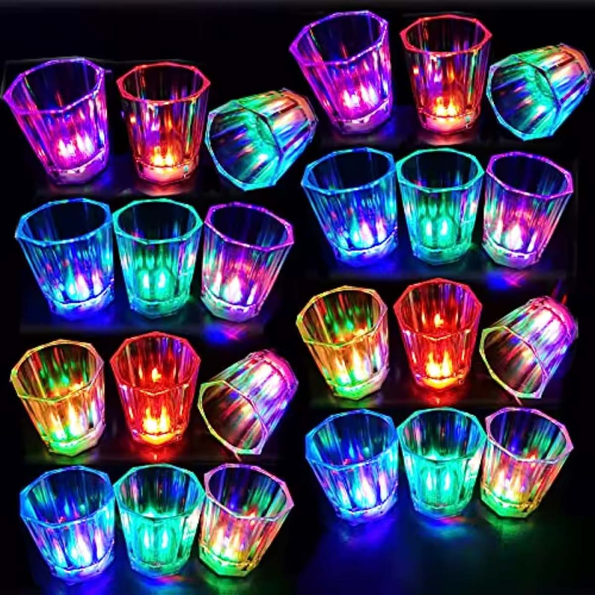 Renkli Led Parlayan Fiber Optik Glow Işıklı Bardak 1 Adet