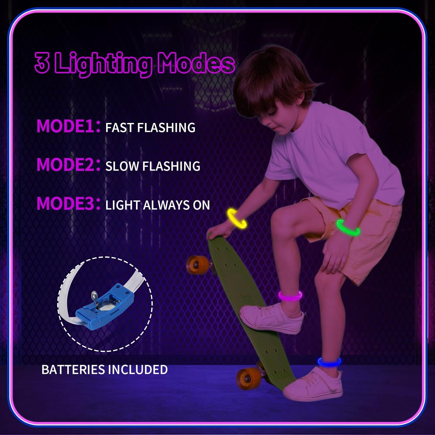 Festival & Parti LED Bileklik 3 Farklı Mod Işıklı 1 Adet