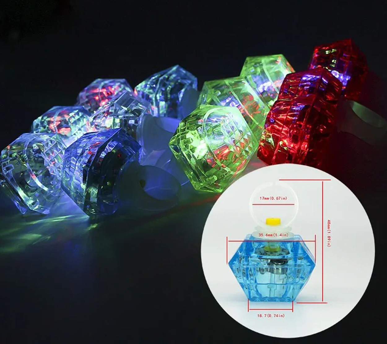 6’lı Kristal LED Parti Yüzük Seti