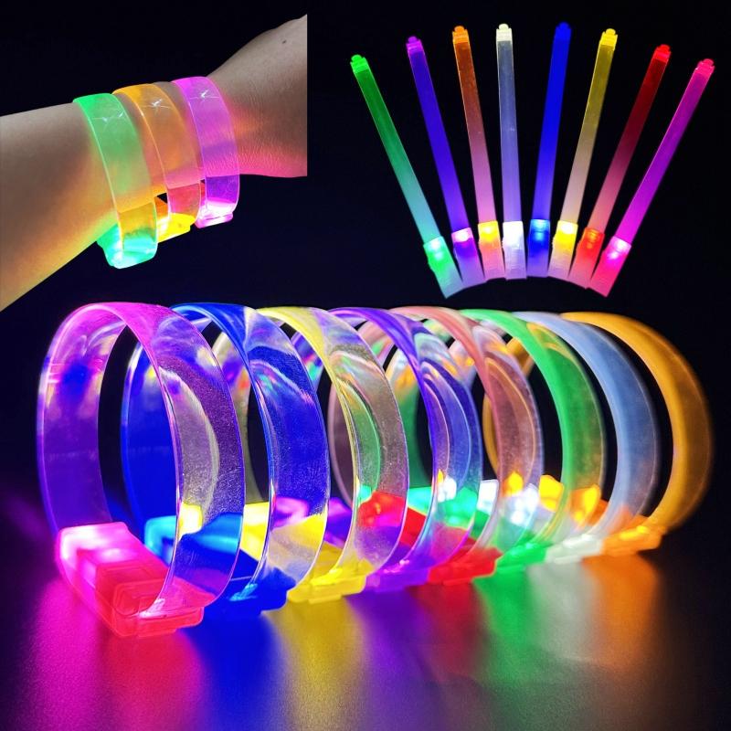 3 Modlu Pilli LED Işıklı Esnek Parti Bilekliği Kırmızı