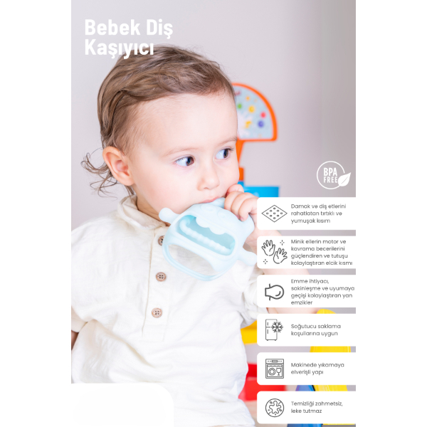 Mavi Bebek Silikon Diş Kaşıyıcı
