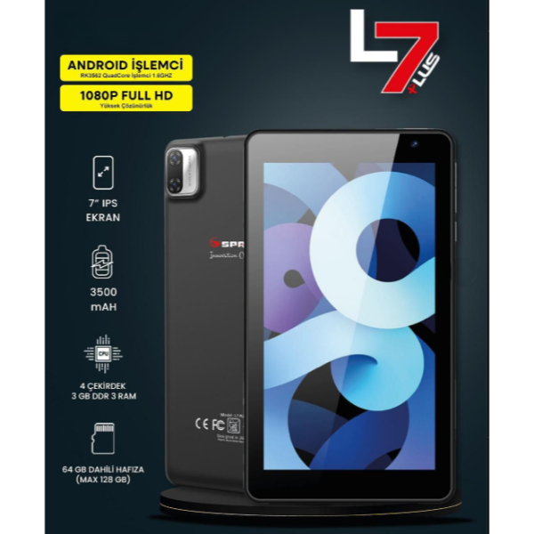 7’’ IPS Ekran 4 Çekirdek 3GB/64GB Tablet PC