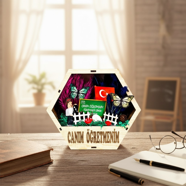 Altıgen Saksı Teraryum - Öğretmenler Günü Hediyesi