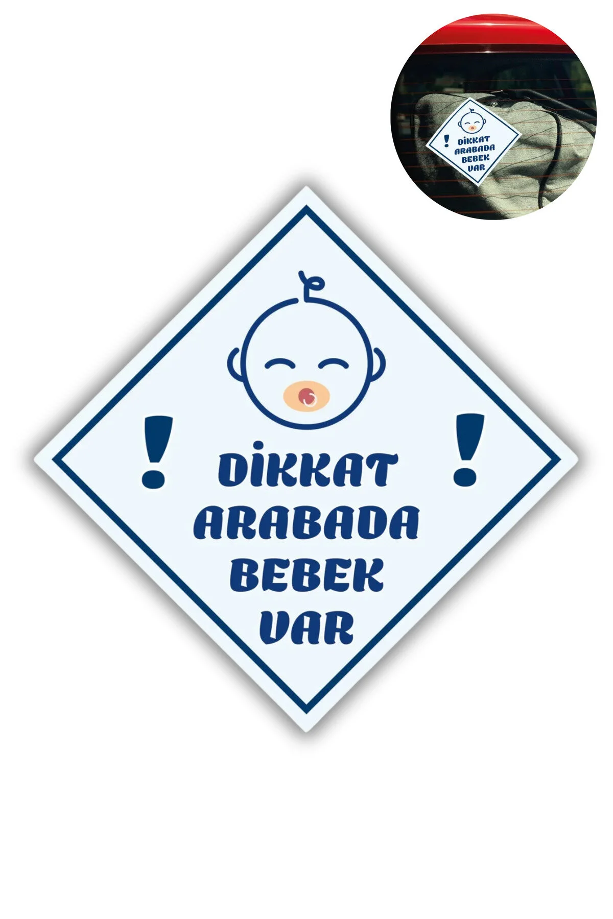 ’’DİKKAT ARABADA ERKEK BEBEK VAR - EMZİKLİ’’ Uyarı Stickerı | Araba Camı İçin 10x10 cm Etiket