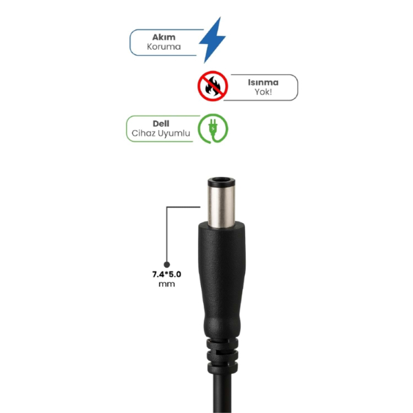 19.5V 4.62A 7.4 * 5.0mm 90W DELL İçin Laptop Adaptör