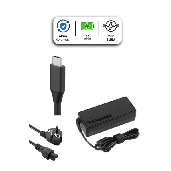 20V 3.25A TYPE-C 65W LENOVO İçin Laptop Adaptör