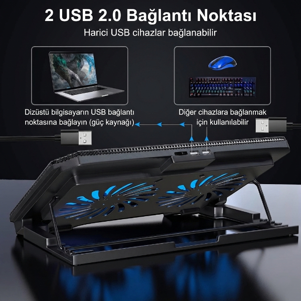 Ayarlanabilir Yükseklik Kademeli Laptop Soğutucu Fan Laptop Standı Laptop Masası