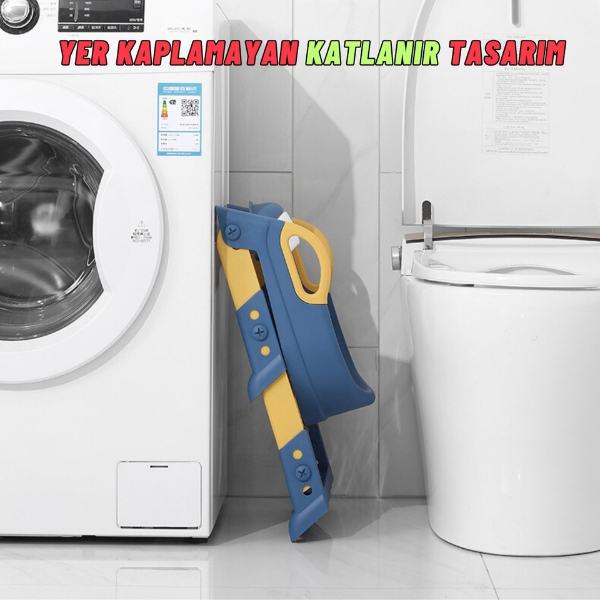 Mavi Merdivenli Basamaklı Çocuk Klozet Adaptörü Tuvalet Eğitimi Alıştırma Aparatı