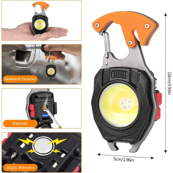 Biterse® 10 Fonksiyonlu Pro Kamp Lambası Rezistanslı Çakmak İmdat Düdüğü ve Tornavida Seti